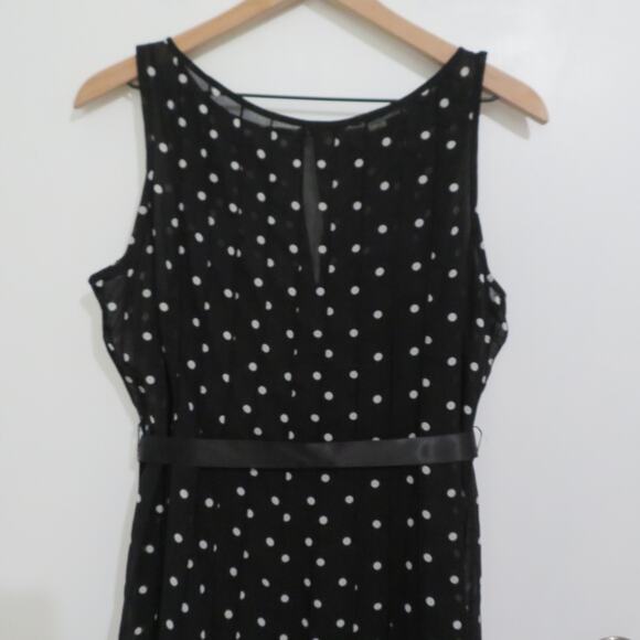 Sandra Darren 14 Black White Polka Dot Midi Dress Sleeveless - Picture 3 of 7